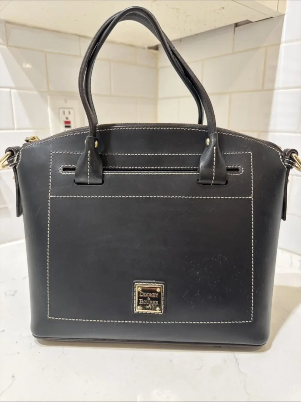 As Is Dooney and Bourke Black Leather Satchel Bag Tote