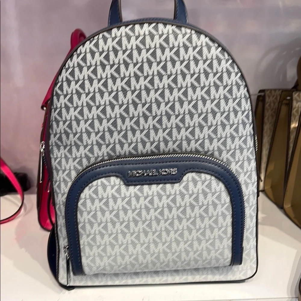 Michael Kors Jaycee Medium Ombré Signature Logo Backpack Navy  NWT
