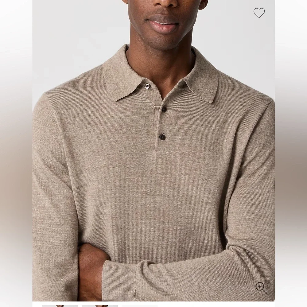 J Crew taupe merino wool blend collared long sleeve polo medium m