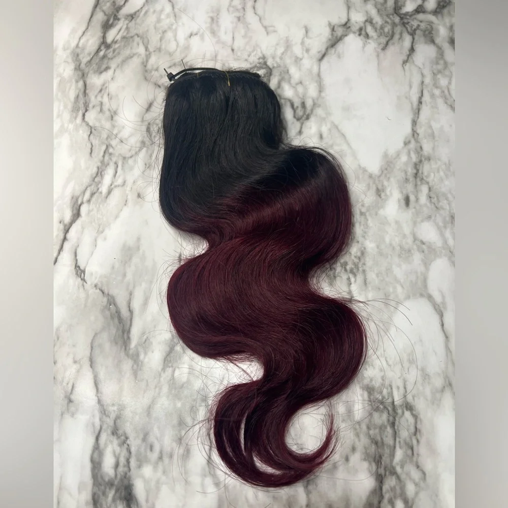 16 In Ombre Body Wave  Black & Burgundy Clip in hair extensions set