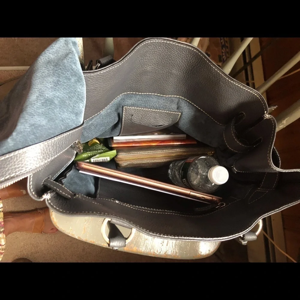 Luxury LAURENT EFFEL GREY LEATHER SATCHEL (FRANCE)