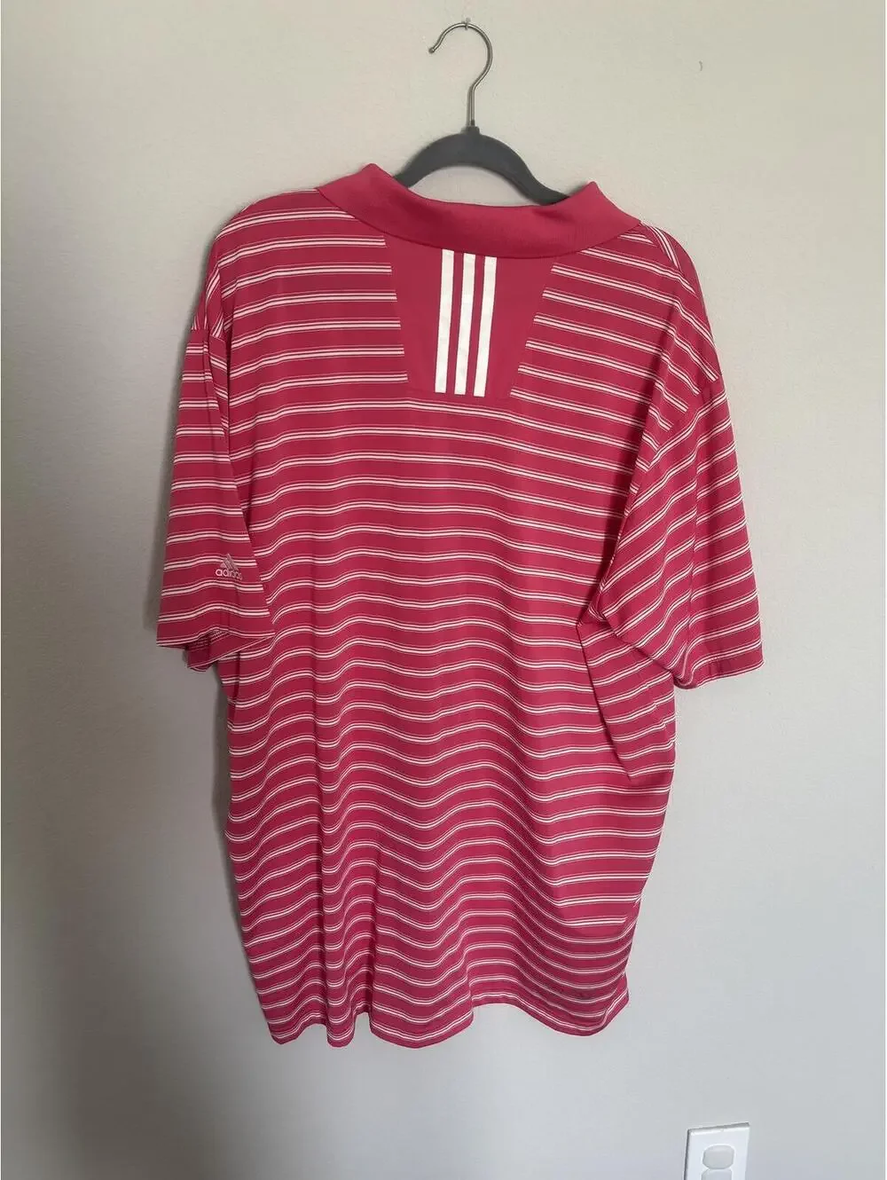 Adidas Climalite 2XL Pink Striped Polo Shirt BraeStorm Valley Resort & Spa
