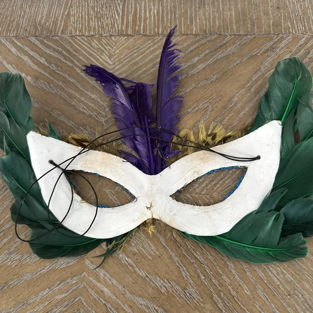 Lot of 3 Feather Masks Mardi Gras Carnival Masquerade‎ Ball Costume Accessory