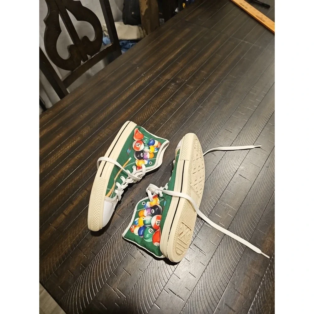 Groove Bags & Custom Kicks Green High Top Sneakers Billiard Pool Shoes‎ Sz 9