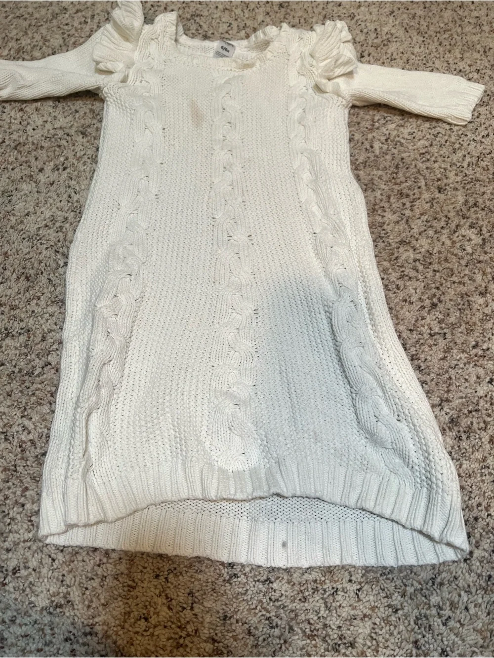 Carter's Sweater Dress White Ruffle Cableknit 6-6x