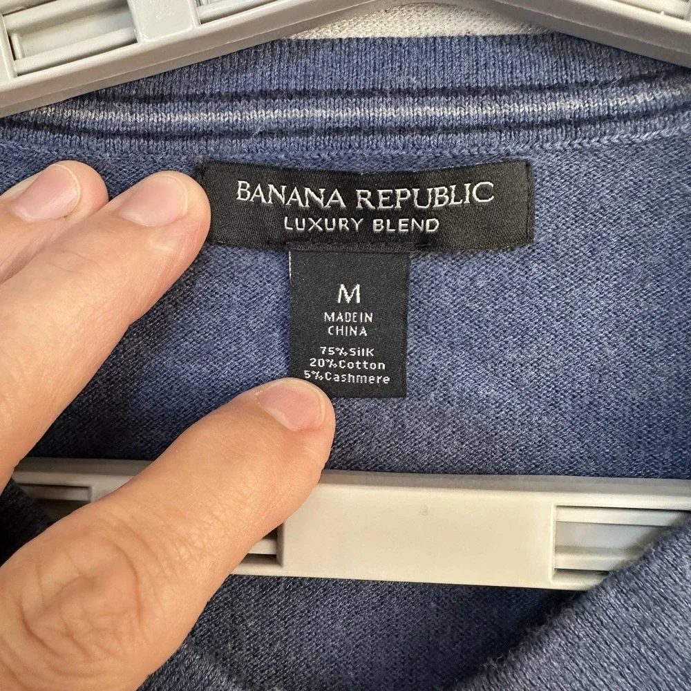 Banana Republic Luxury Blend‎ Men's Medium Silk Blend Blue Sweater V-Neck