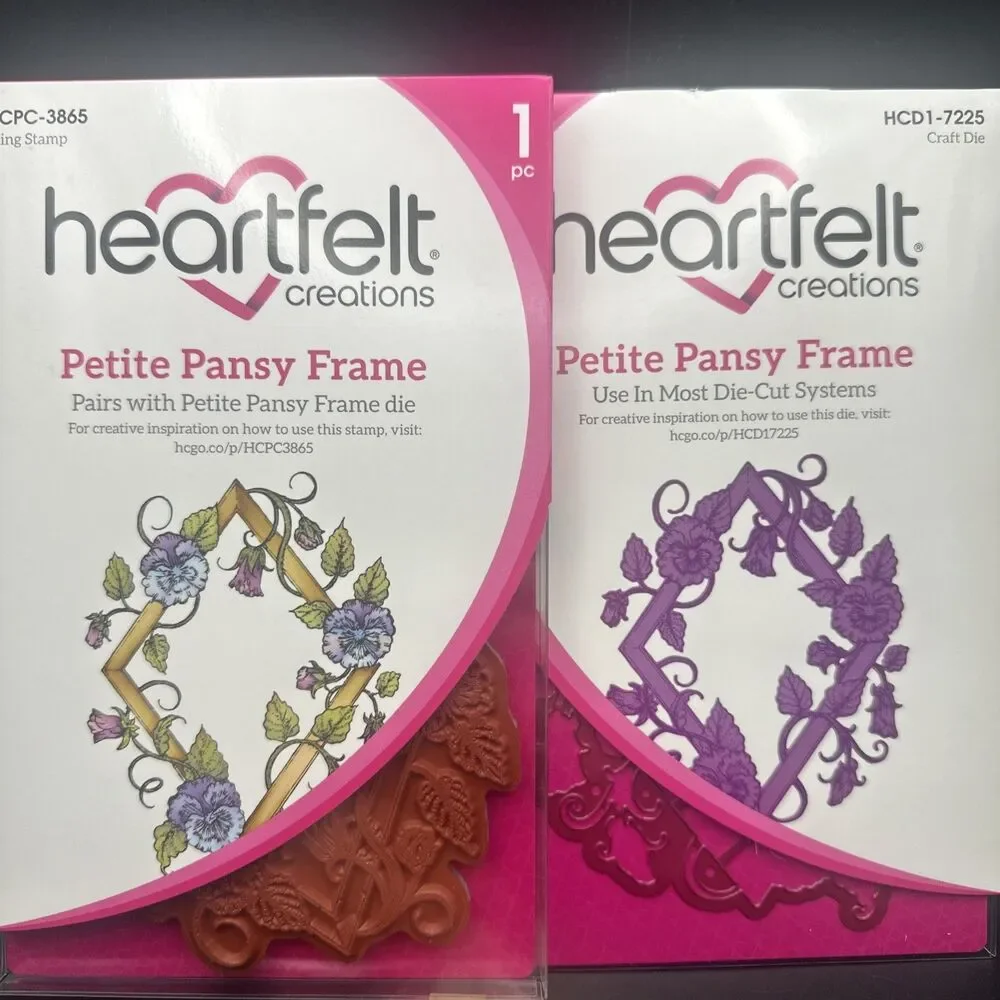 Heartfelt Creations Petite Pansy Frame Dies & Stamps HCD1-7225 + HCPC-3865 cards