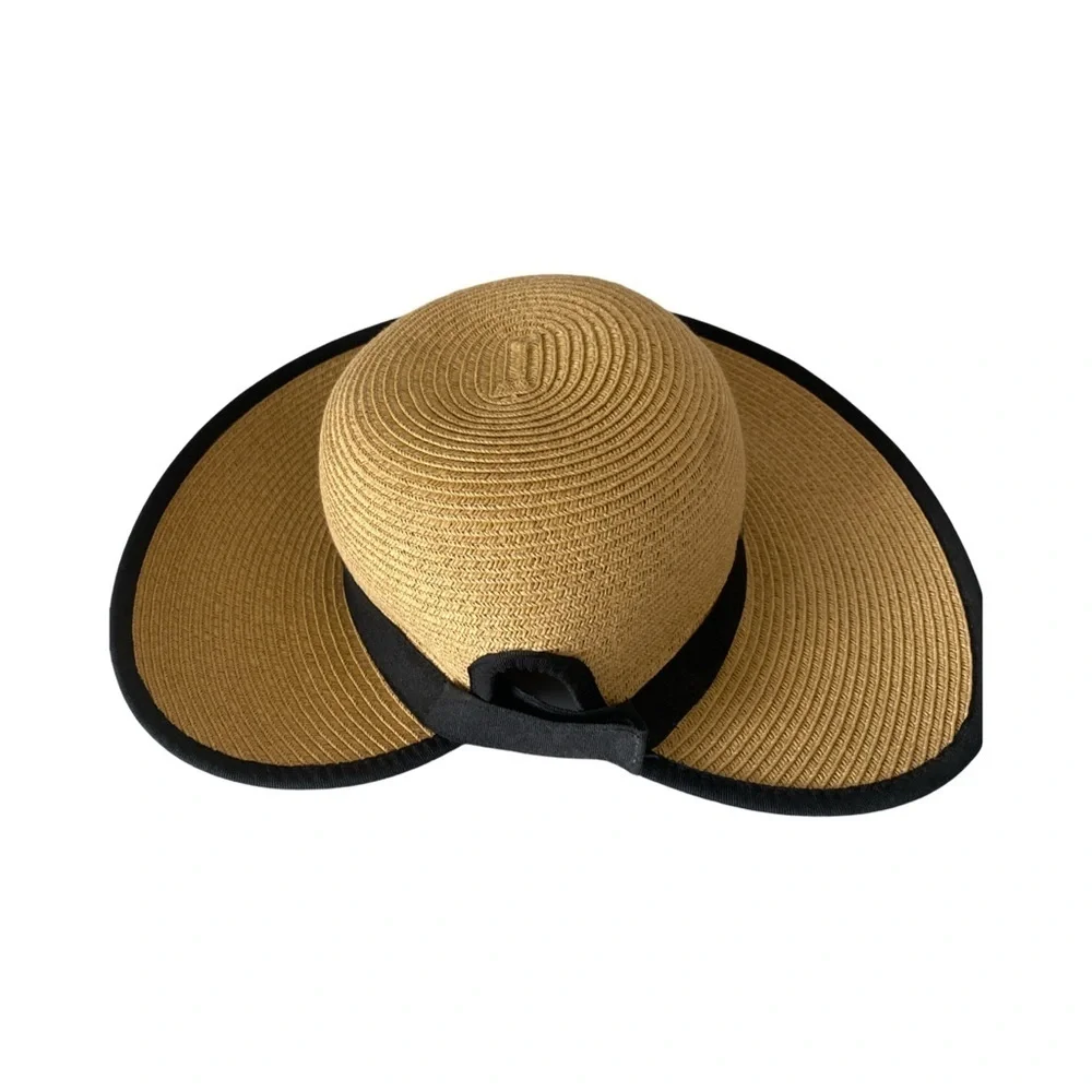 Karen Keith Sunhat- M tan black detail , paper poly blend