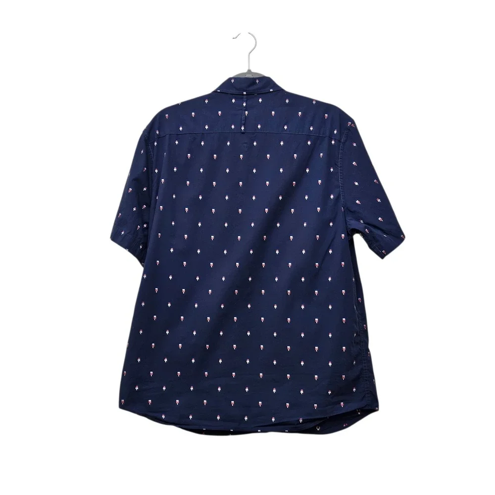 Banana Republic Mens‎ Slim Fit Short Sleeve Button Down Shirt Size L Popsicle