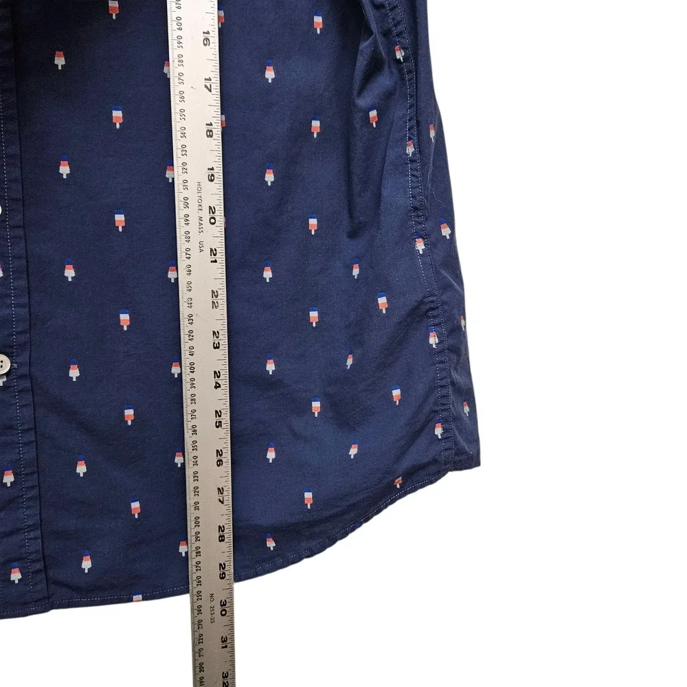 Banana Republic Mens‎ Slim Fit Short Sleeve Button Down Shirt Size L Popsicle