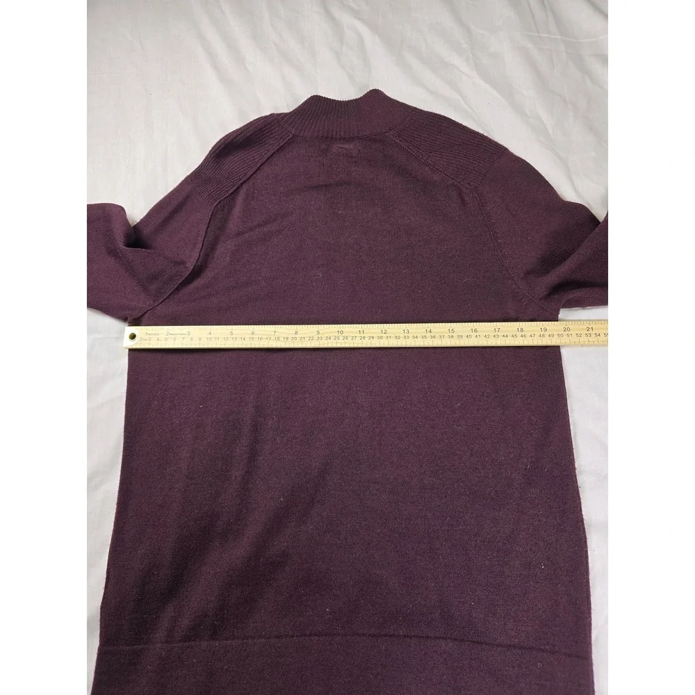 Banana Republic Sweater Mens Medium Purple Merino Wool Mock Neck Quarter‎ Zip
