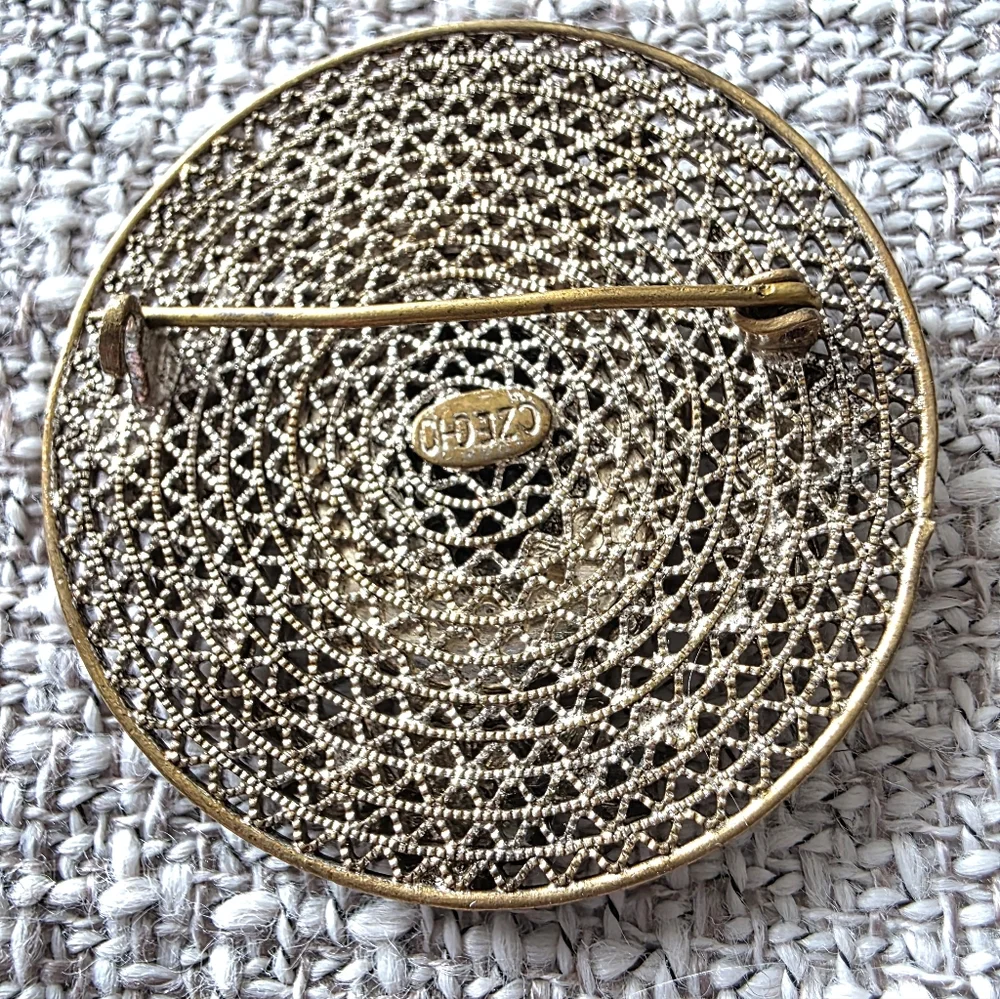 Vintage Chechoslovakia Filigree brooch