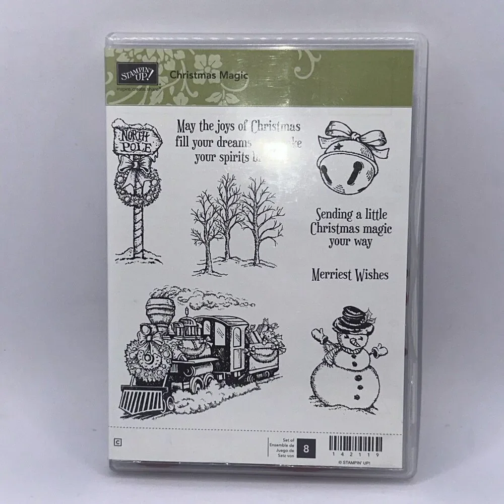Stampin' Up! Rubber Stamp Set Christmas Magic Complete Train Snowman Winter