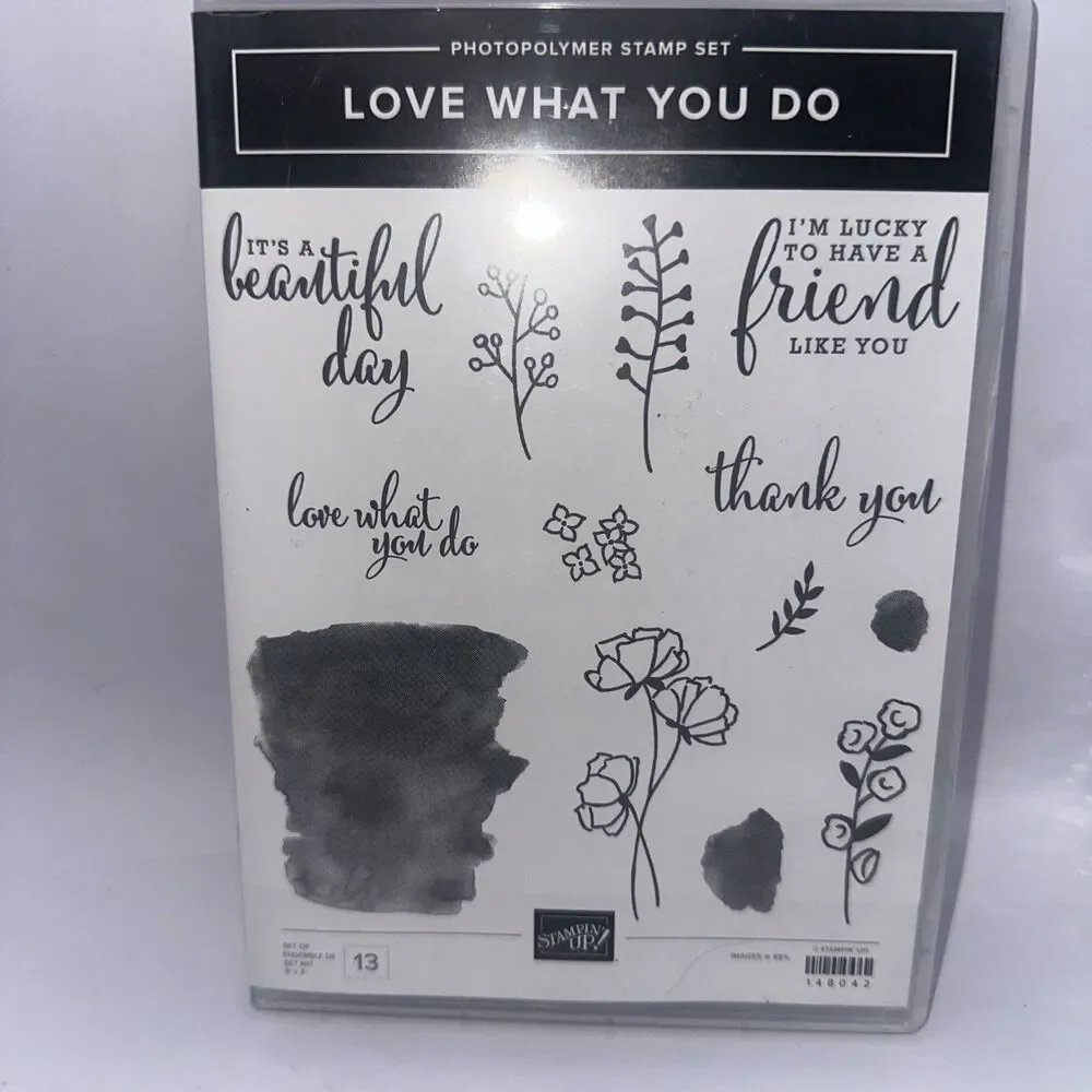 Stampin Up LOVE WHAT YOU DO Photopolymer Cling Stamp Set floral watercolor