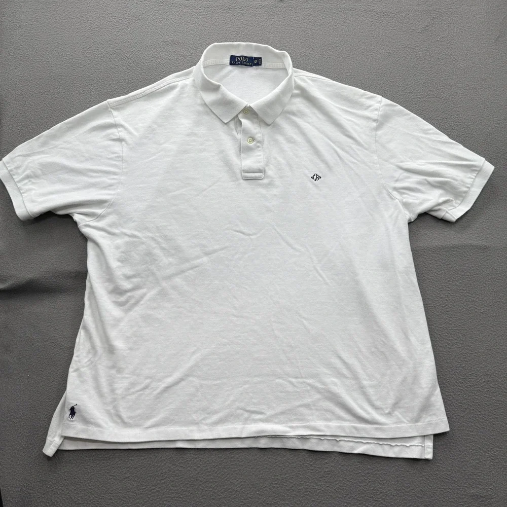 Polo‎ Ralph Lauren Polo Shirt Mens 3XB Big White Solid Cotton Pony Logo Casual
