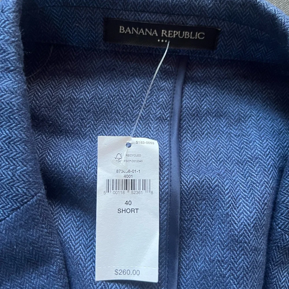Linen Blend Banana Republic Navy Blue Lightweight sports Jacket Blaze 40S