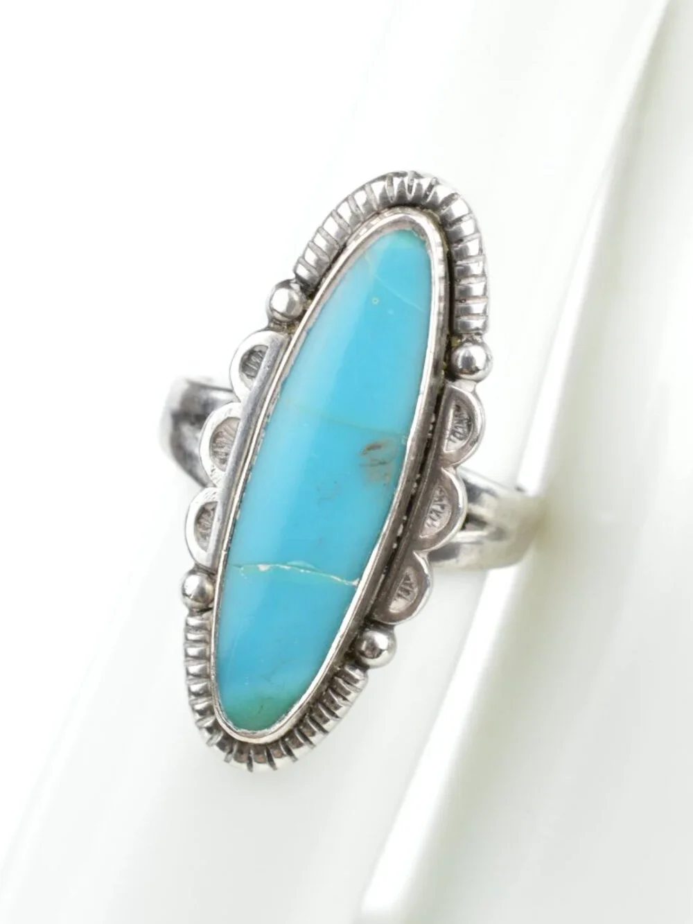 Vintage Bell Trading Post Sterling Silver Turquoise Ring Size 5.25 Southwestern