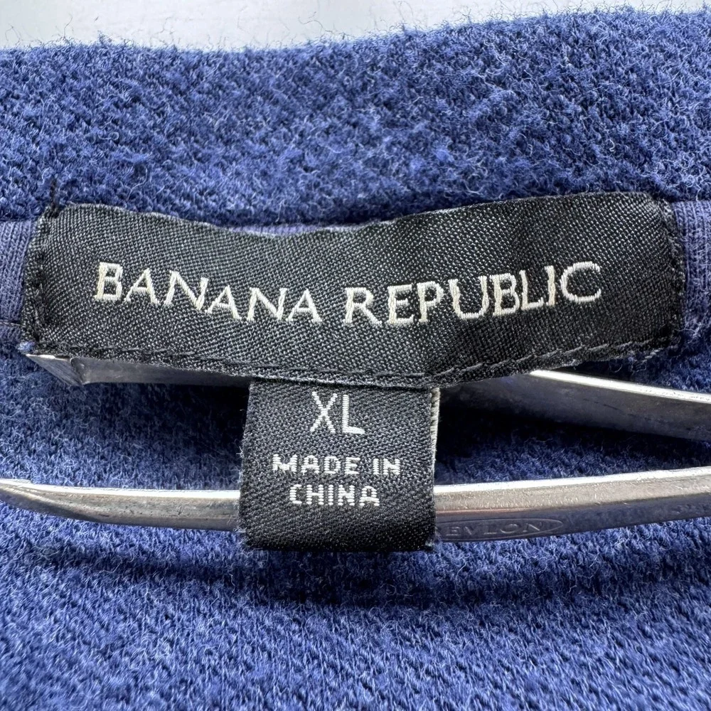 BANANA REPUBLIC Ribbed‎ Sweatshirt Crew Neck Mens XL Blue Soft