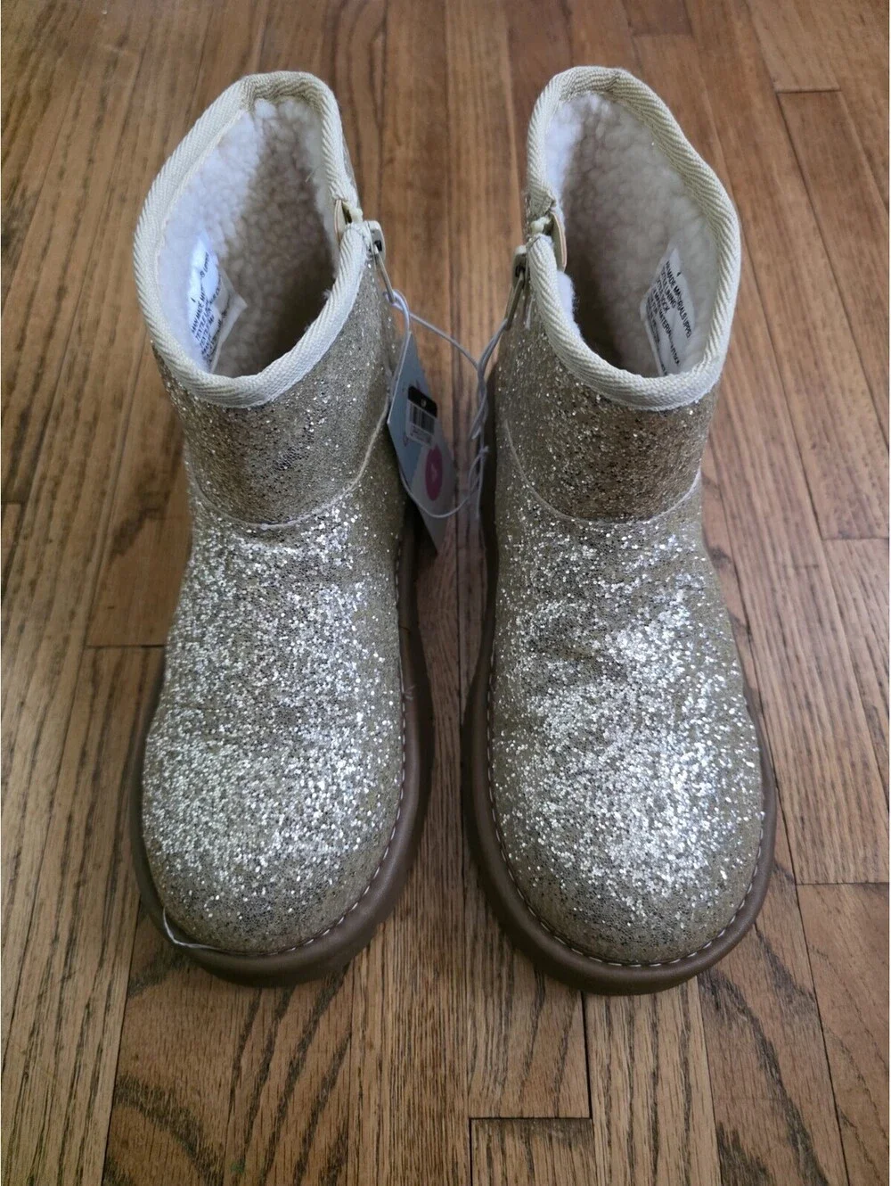 Cat & Jack Honor Faux Shearling Boot In Gold Glitter Size 4Y