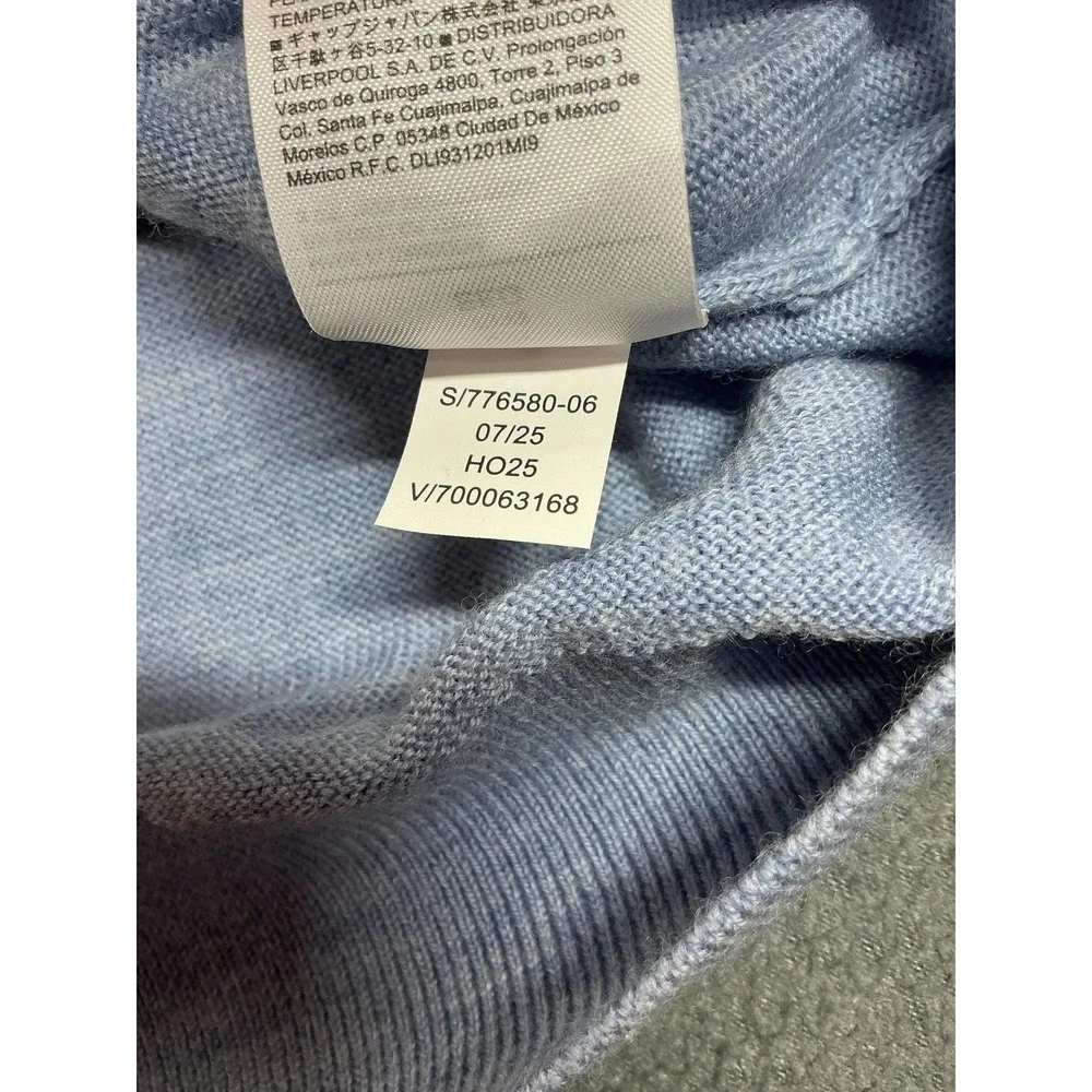 Banana Republic Sweater Mens 2XL Blue Merino Wool 1/4 Zip Mock Neck‎ Pullover