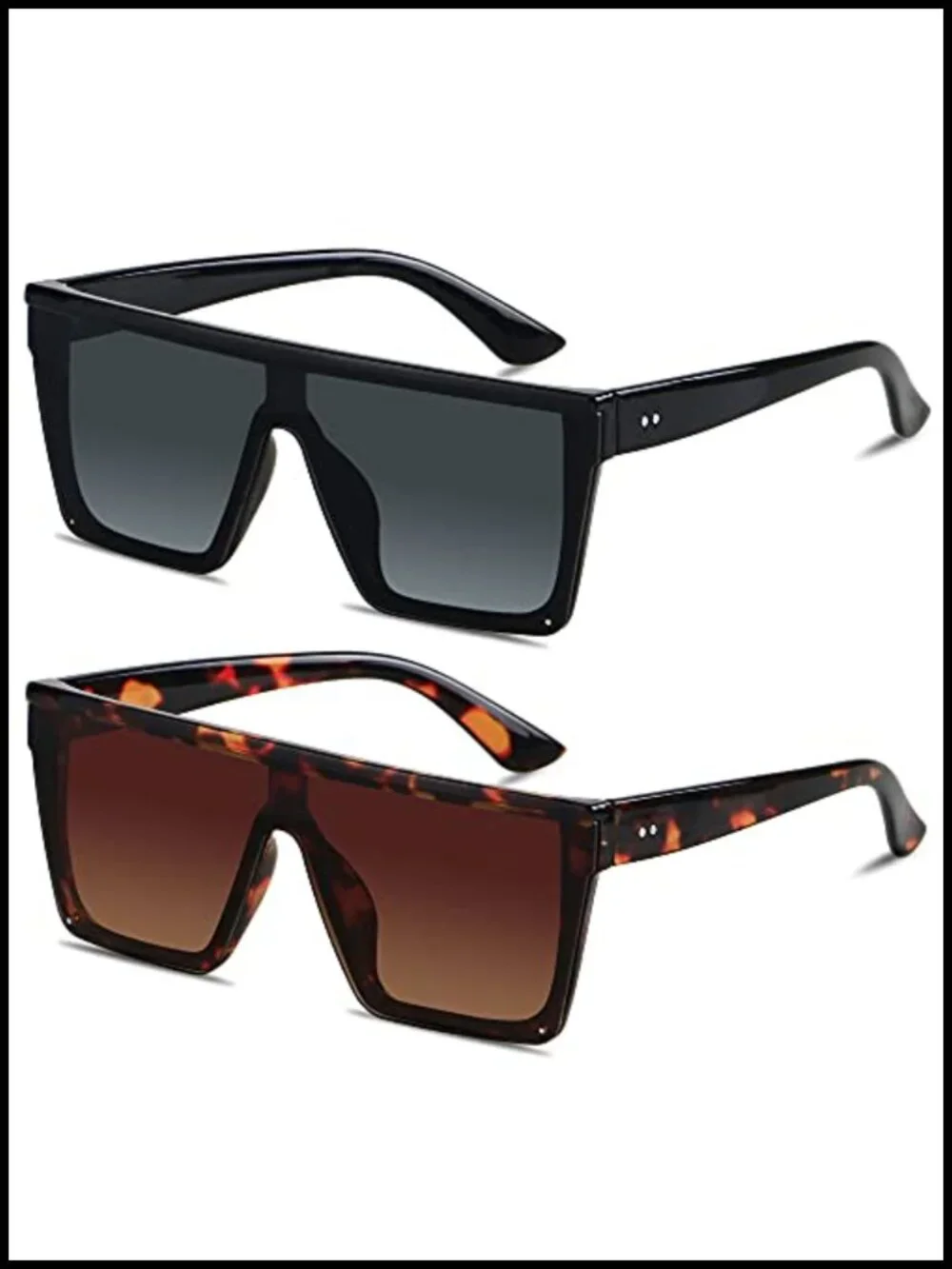 Oversized Square Flat Top Sunglasses UV Protection Rimless Shield Shades