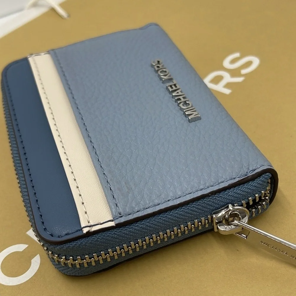 Michael Kors Jet Set Travel Md Zip Around Color-Block Wallet Card Case  Pale