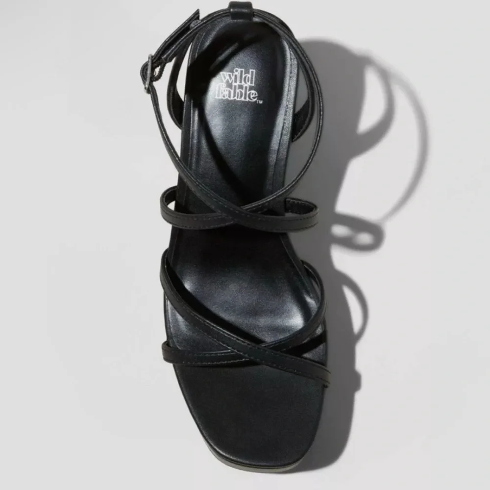 Wild Fable Black Strappy Wedge Sandals