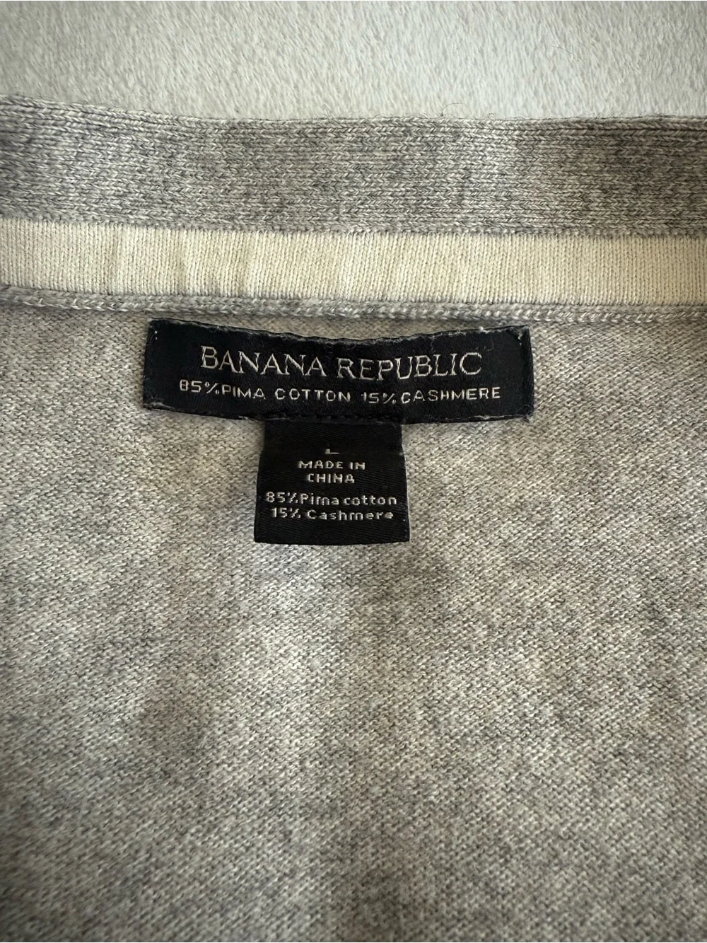 Banana Republic Men’s Heather Light Gray V-Neck Button Cardigan