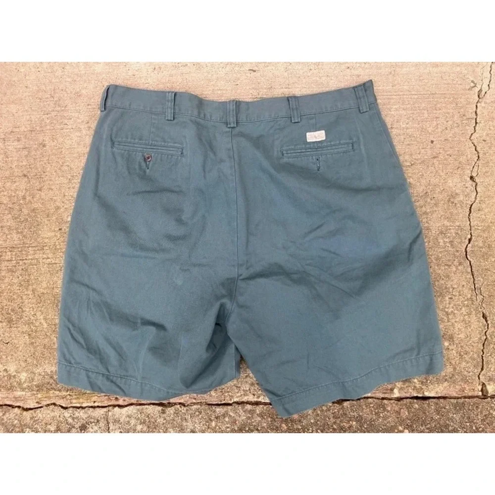 VTG Ralph Lauren USA 38 Olive Green Chino Cargo Shorts Band Adjustable USA Fifa