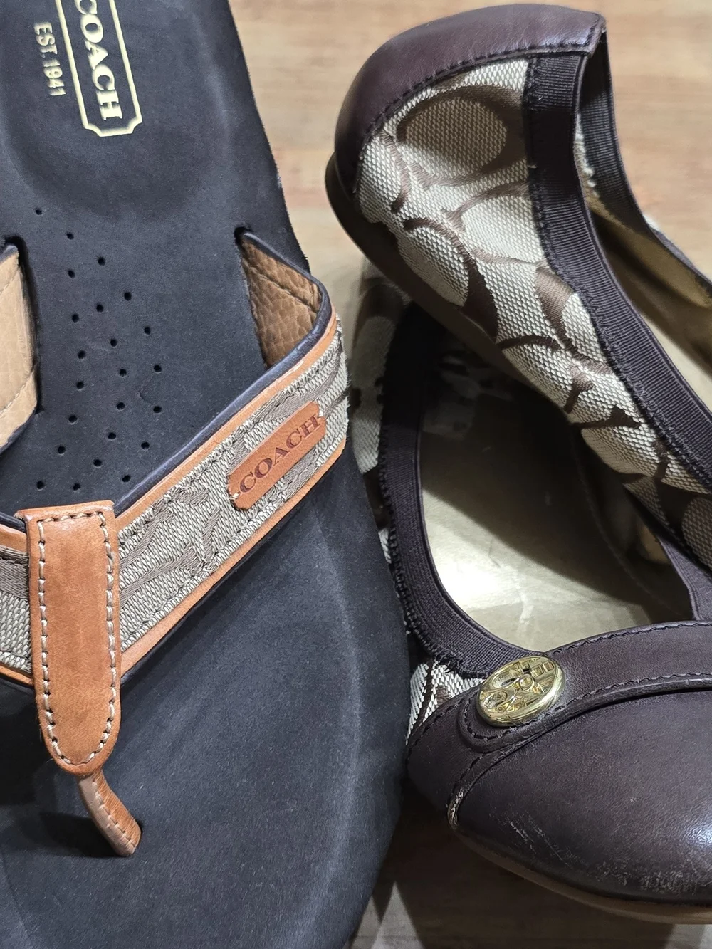 Coach Women’s Vintage 2k Logo Canvas Ballet Flats & Platform Sandals Bundle