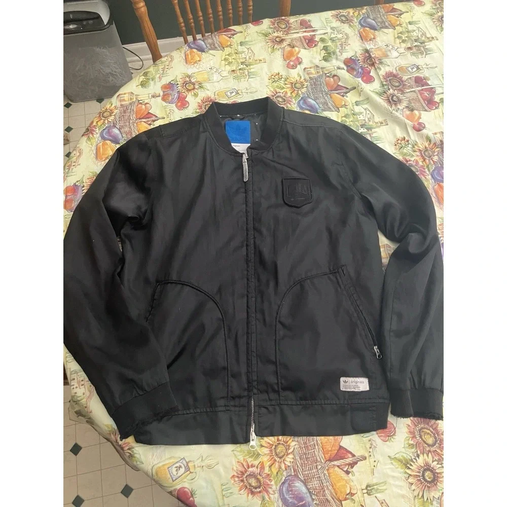 Adidas Originals Adicolor Trefoil Satin Bomber Jacket Mens M Black X41747
