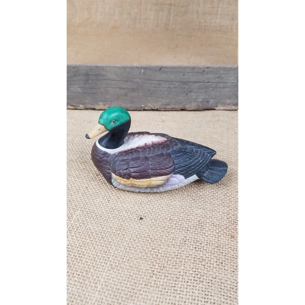 Vtg porcelain Bisan Duck figurine collectible bird boathouse animal farmhouse