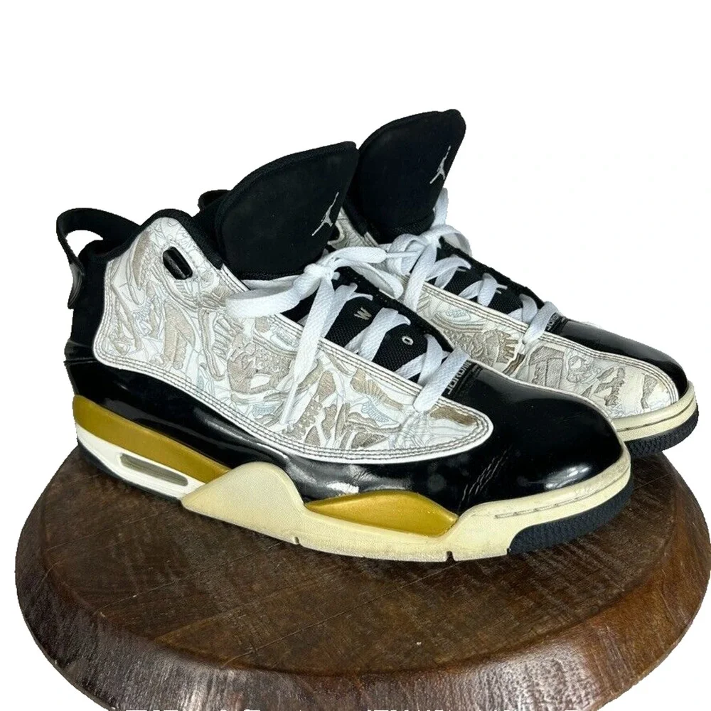 Nike Jordan Sneakers Mens 11.5 Dub Zero Black and White Gold Trim 311046-005