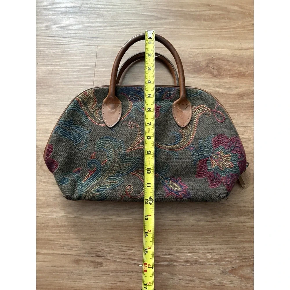 Heckathorn Tapestry Purse Floral Paisley Boho Red Green Cottage Core Leather