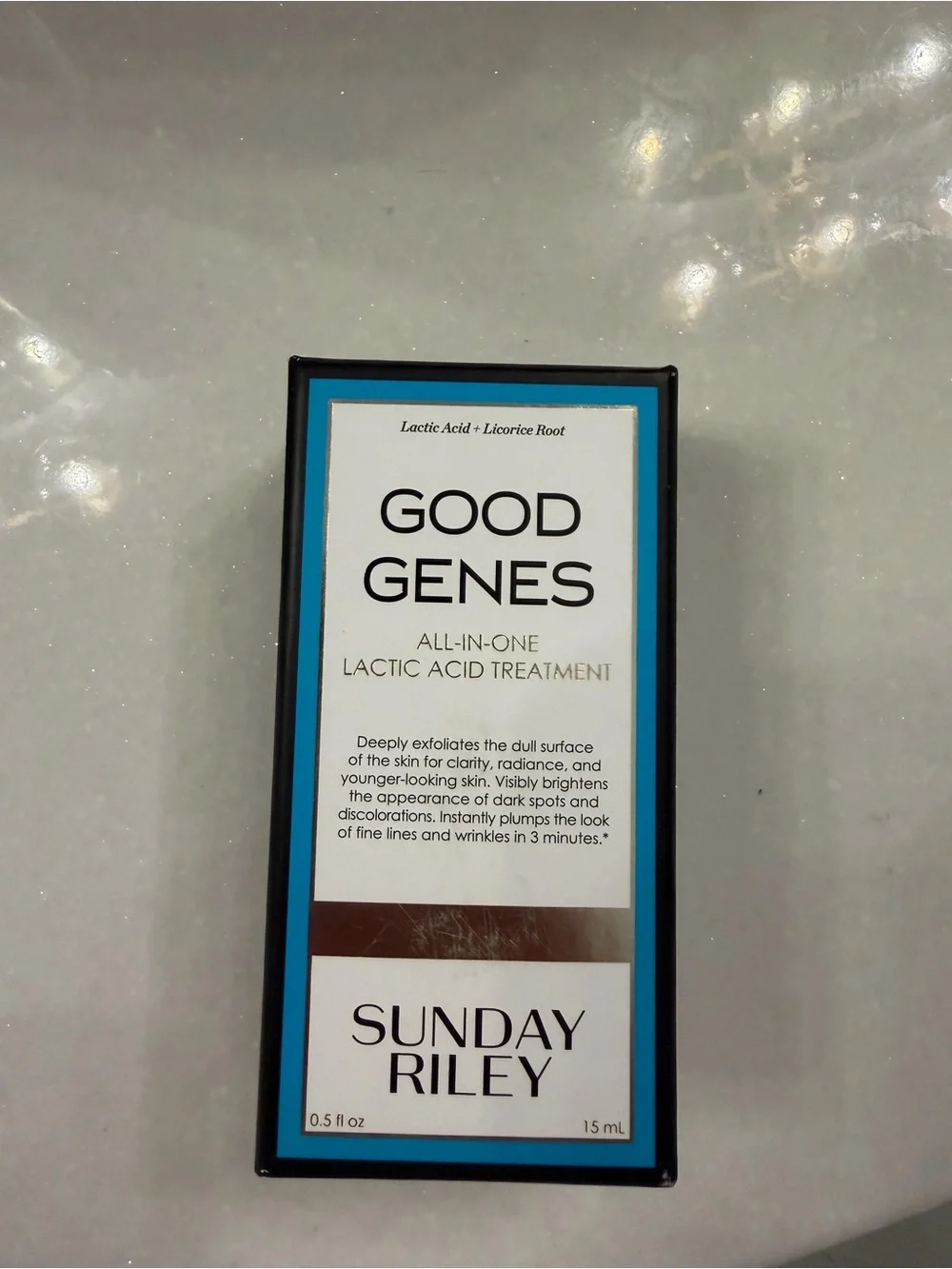 Sunday Riley Good Genes Lactic Acid Treatment — Blue and White Box