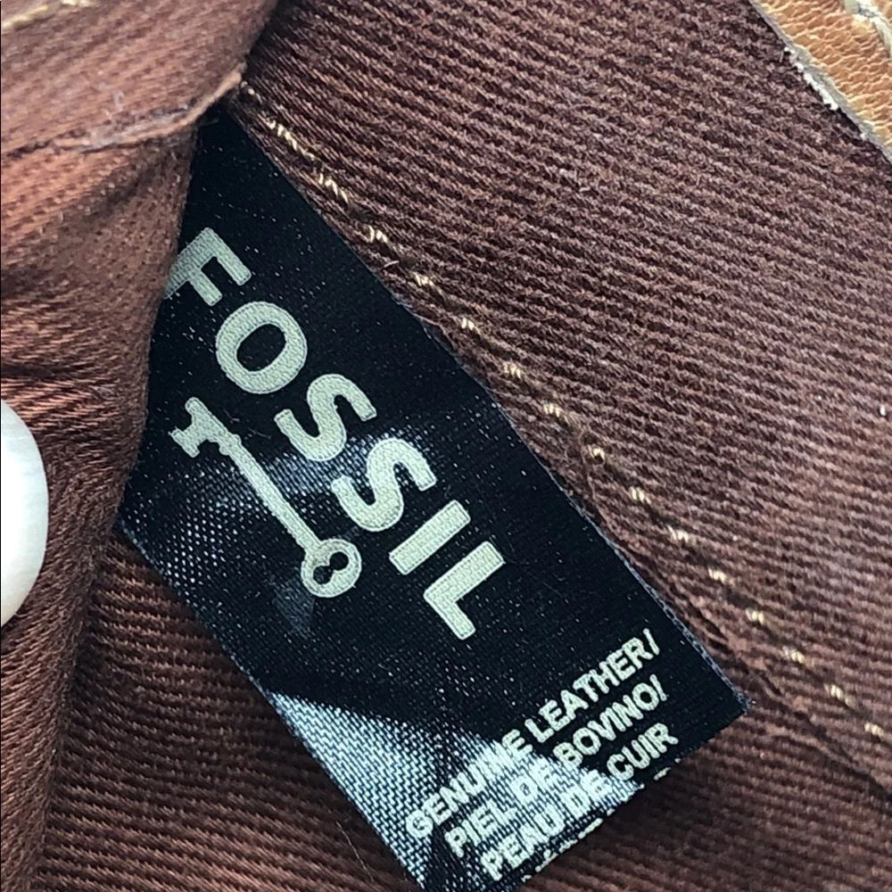 FOSSIL Wallet Brown Multicolor Patchwork Leather Zip Around