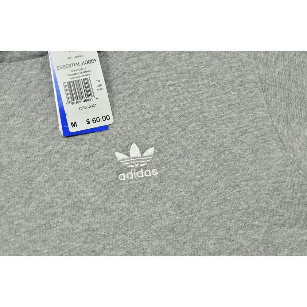 Adidas Men's Regular Size M Gray Essential Hoody Sweatshirt Trefoil NEW IM4525