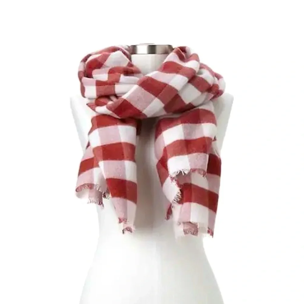 GAP Women Wool Blend Warm Cozy Checkered Scarf, Woman's Scarf Plaid Wrap NWT