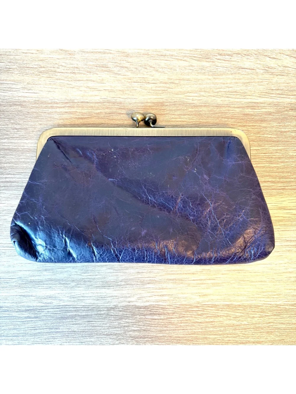 Vintage Antoni & Alison Leather Bow Clutch Wallet Kiss Lock Coin Purse Retro 80s
