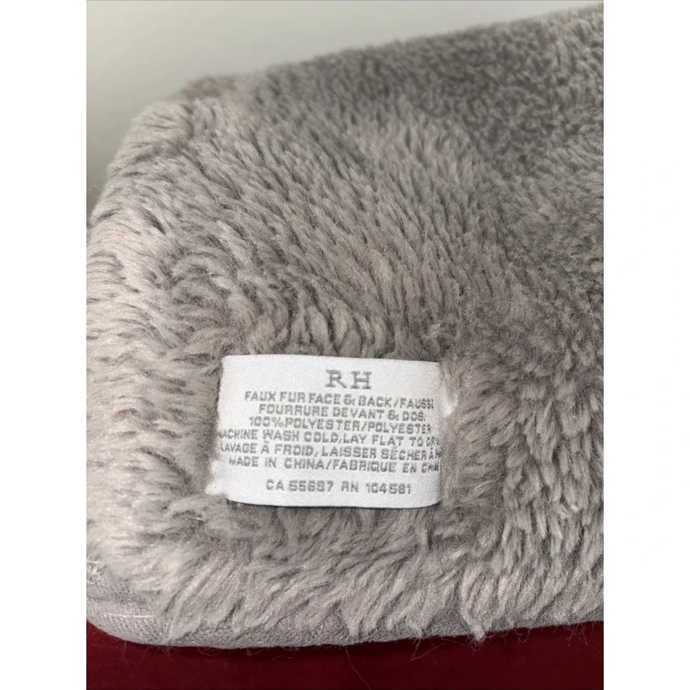 RH Restoration Hardware Faux Fur‎ Throw Blanket Silver gray Luxurious 50x64