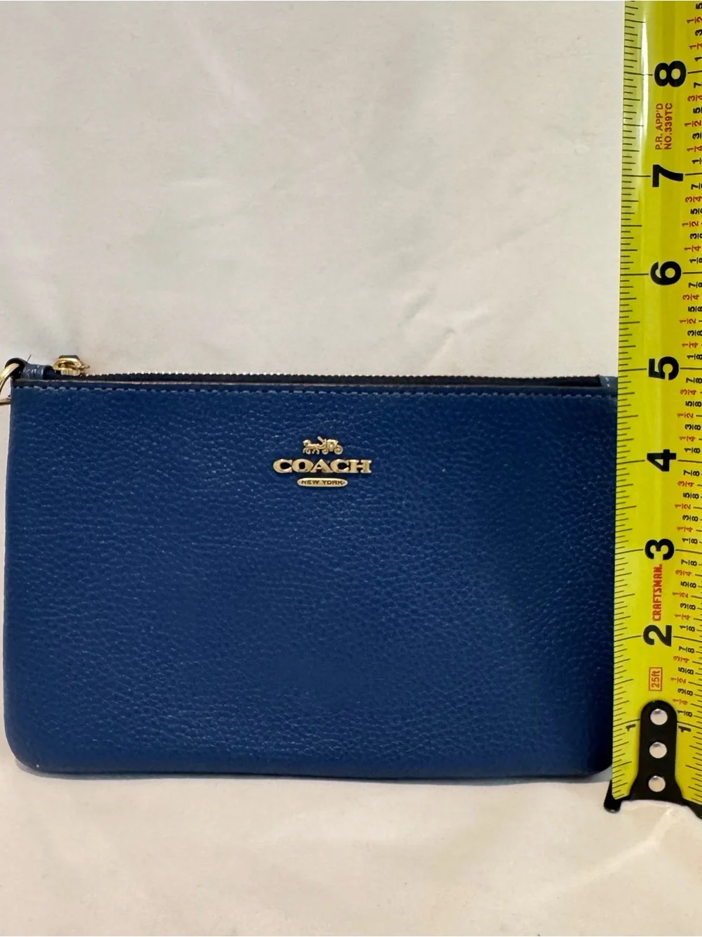 Coach Cobalt Blue Pebbled Leather Wristlet Pouch Wallet - Missing Wrist Strap