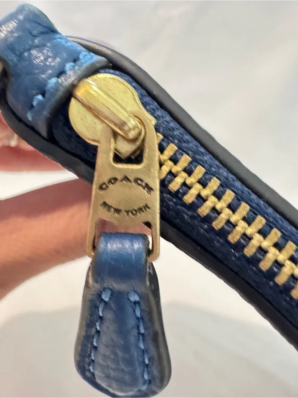 Coach Cobalt Blue Pebbled Leather Wristlet Pouch Wallet - Missing Wrist Strap