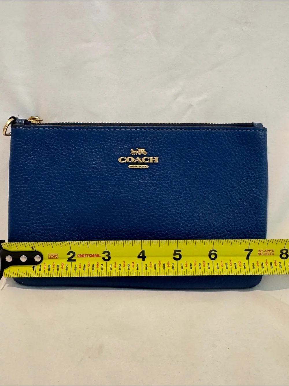 Coach Cobalt Blue Pebbled Leather Wristlet Pouch Wallet - Missing Wrist Strap