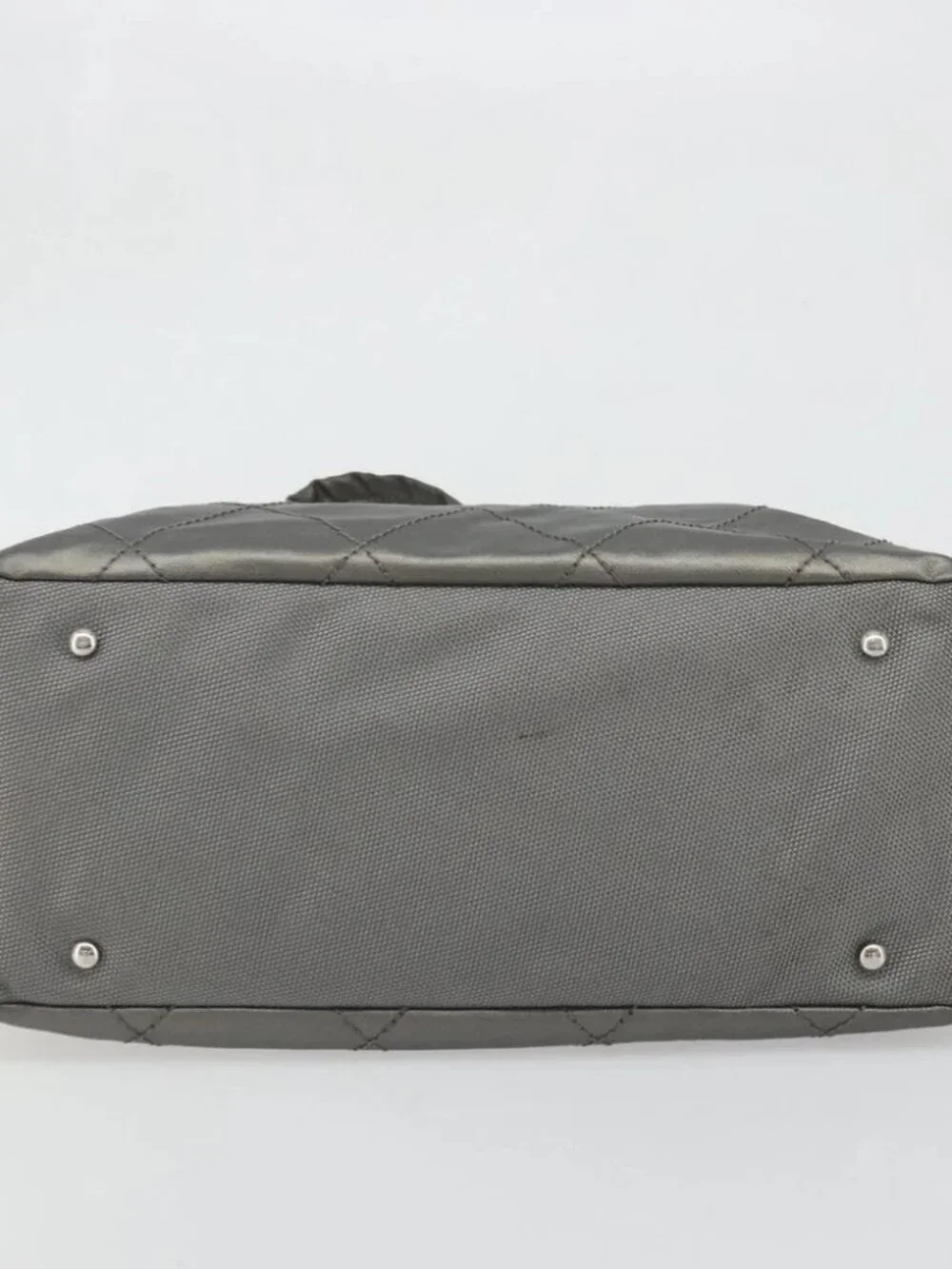 CHANEL Paris Biarritz GM Tote Bag Coated Canvas Gray Silver CC Auth bs34403