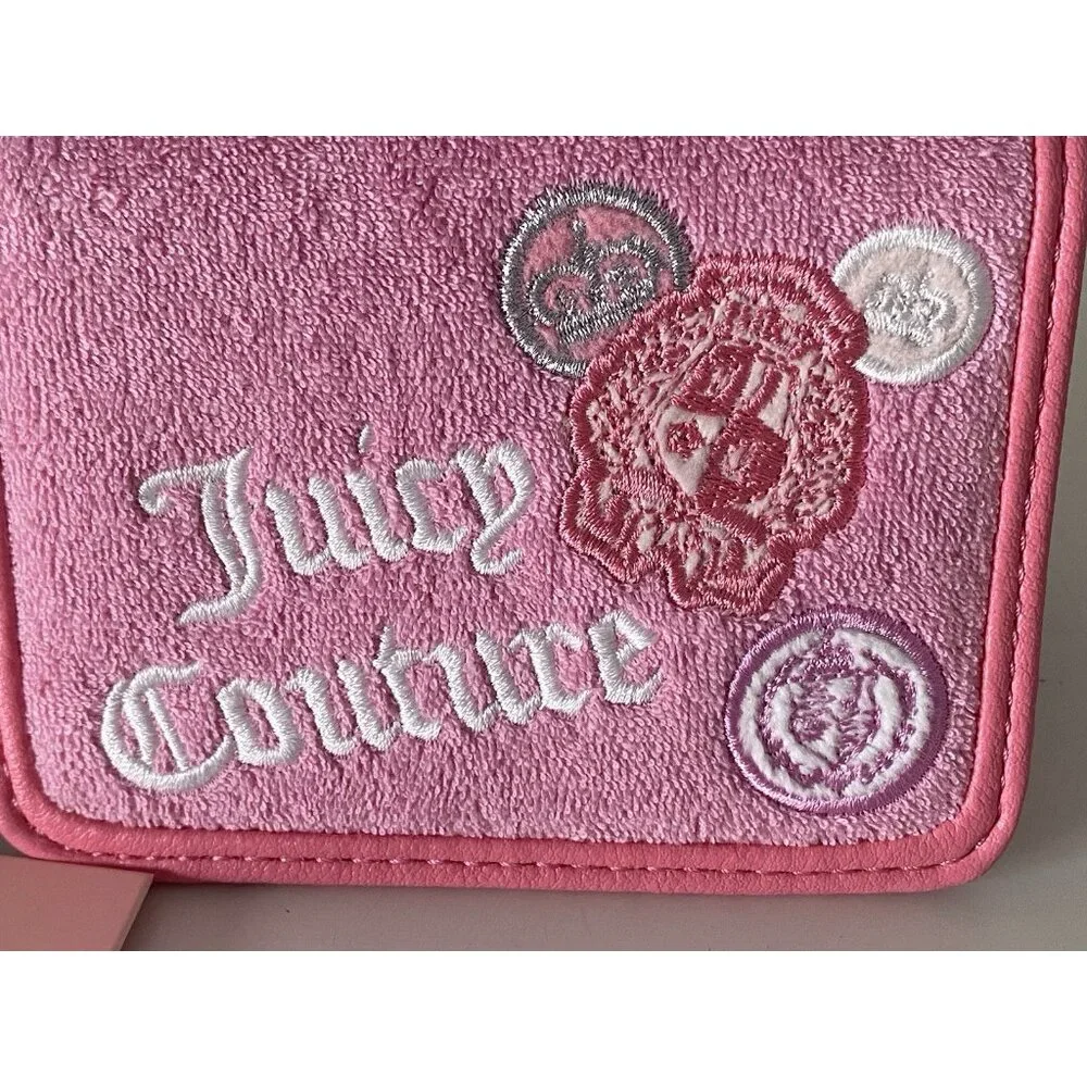 Juicy Couture Juicy Girl Rule Card Case FOB Wallet Pink Cherry Blossom Terry NEW
