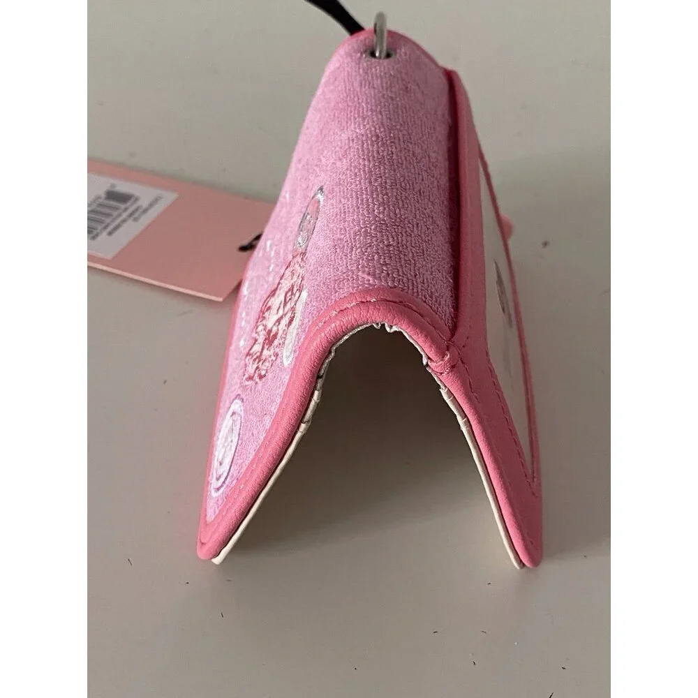 Juicy Couture Juicy Girl Rule Card Case FOB Wallet Pink Cherry Blossom Terry NEW