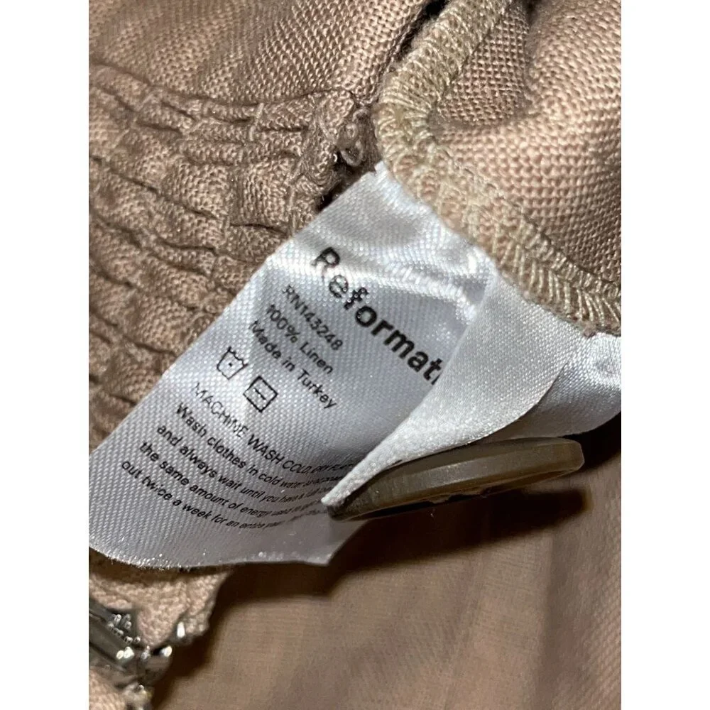 Reformation Torta Linen Jumpsuit in Sand Beige 33599 Size 0 Womens
