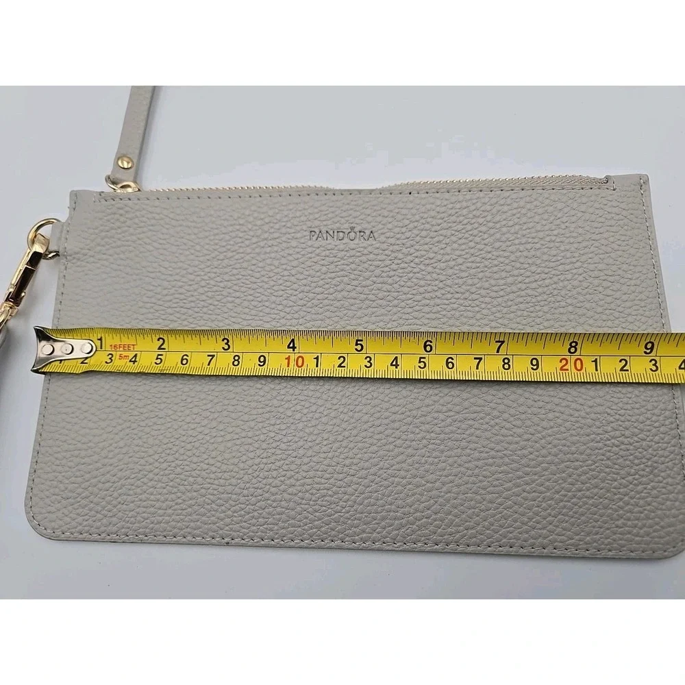 Pandora Grey Leather Zip Pouch Wristlet‎