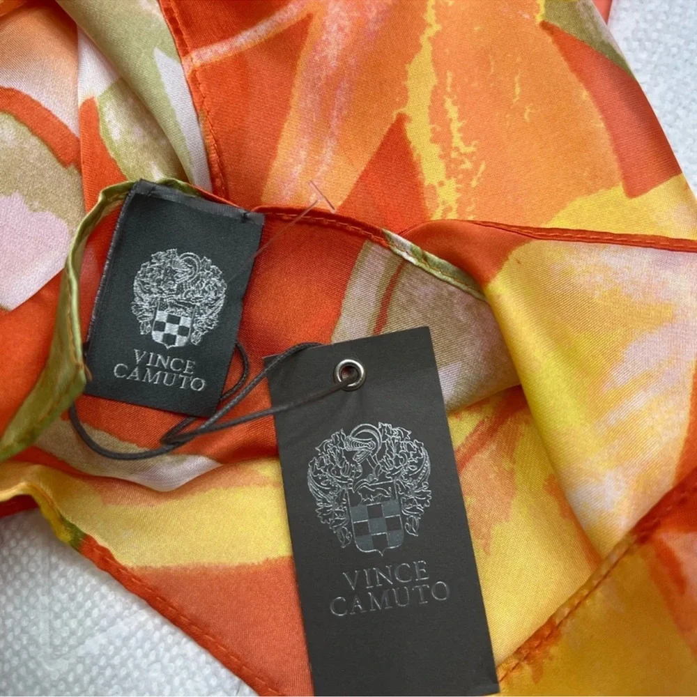 SALE 🔥 Vince Camuto Floral Scarf Bold Orange and Green Scarf