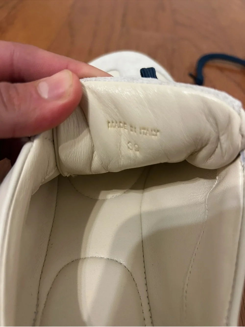 P448 John Sneakers White Navy Leather Suede Women's Size 39 Made in Italy